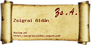 Zsigrai Aldán névjegykártya
